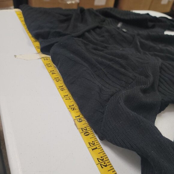 Eileen Fisher Womens Merino Wool Open Ribbed Cardigan Size L Black Layer Witchy - Picture 8 of 11